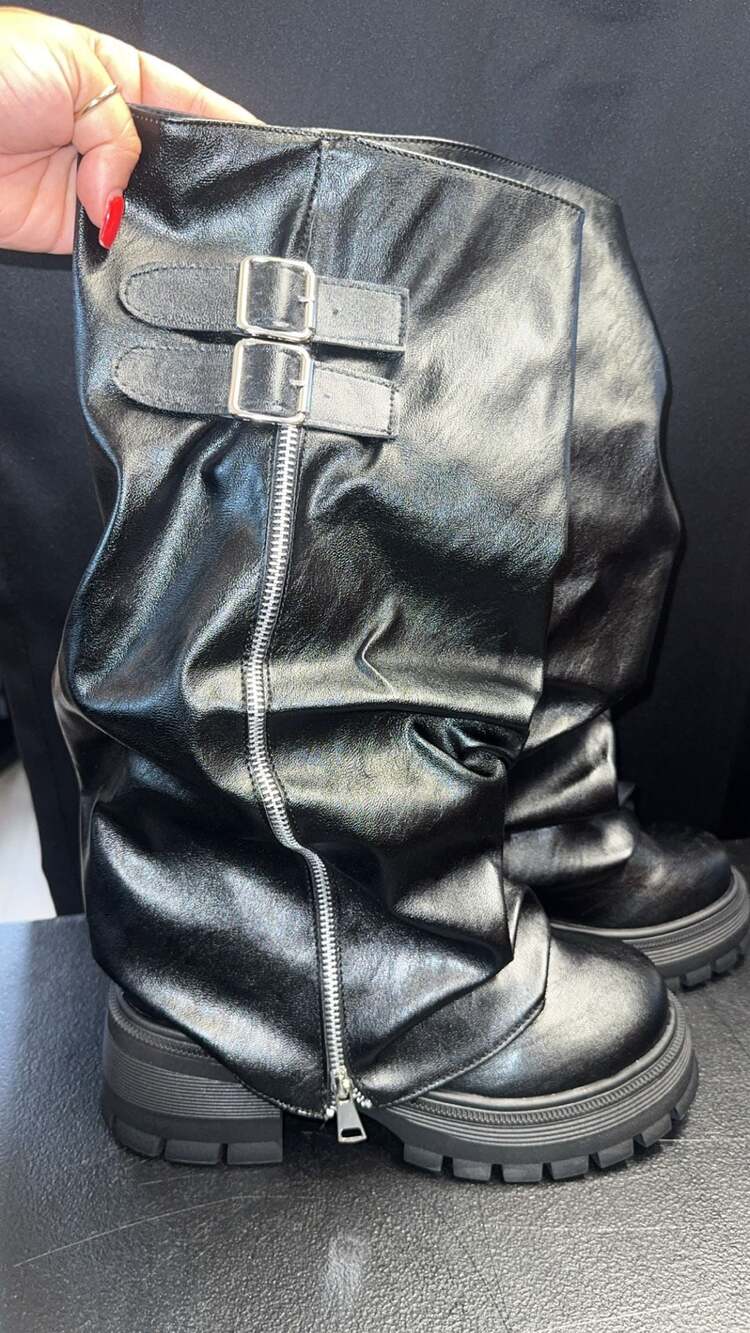 ROMWE Grunge Punk Round Toe Thick Sole Platform boots